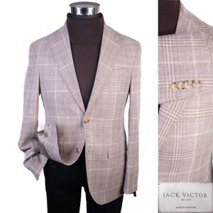 Jack Victor Sport Coat Men's 36R Plaid Wool/Linen/cotton Casual Jacket Blazer